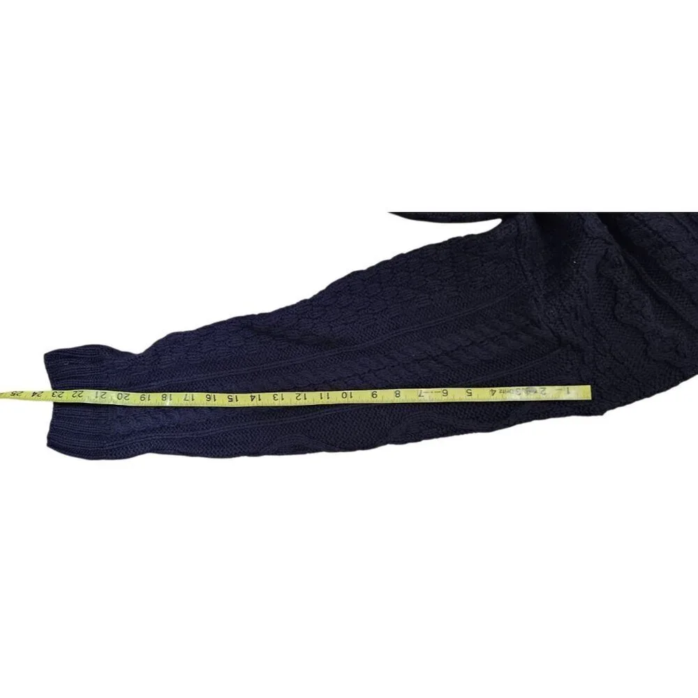 ARAN CRAFTS men's Navy 100% Irish Merino Wool Sweater Cable Knit XL